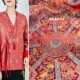红色 八达晕织锦缎提花仿宋锦绸缎面料 中国风旗袍外套光泽布料