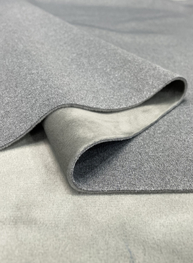 花麻灰色复合超柔 加厚加绒保暖弹力布料 秋冬运动服校服卫衣面料