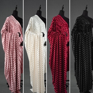 320g仿醋酸韩国绒磨花面料 布料 创意压花金丝绒圈圈肌理弹力服装