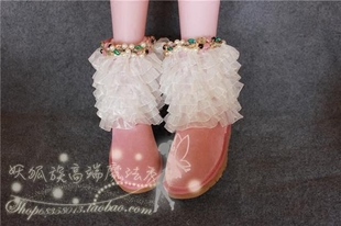 妖狐族原创真皮2019秋冬新款手缝糖果中筒多层小蛋糕公主风雪地靴