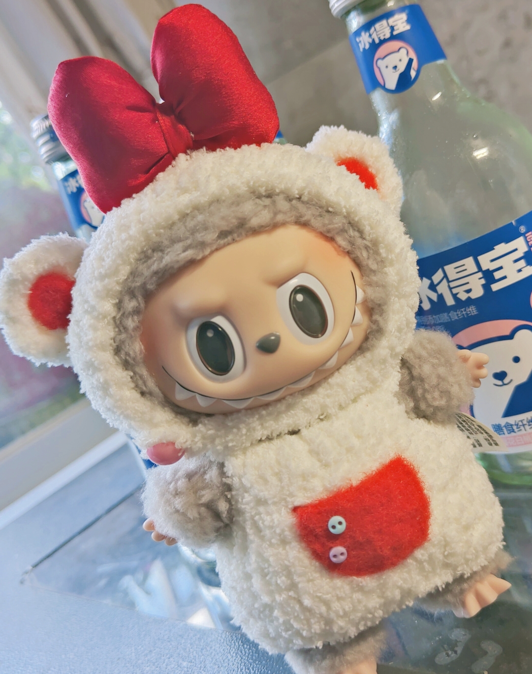 Labubu搪胶泡泡玛特 拉布布心动马卡龙搪胶脸系列盲盒娃衣系列