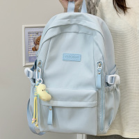 ins风纯色小学生大号书包女简约休闲初中生高中生双肩包旅游背包