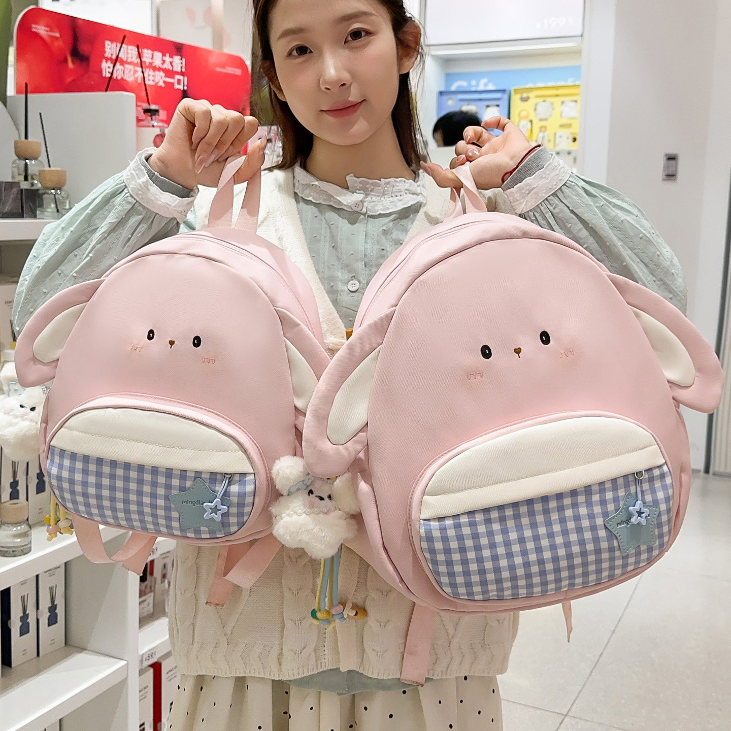 日系可爱兔子软妹双肩包女