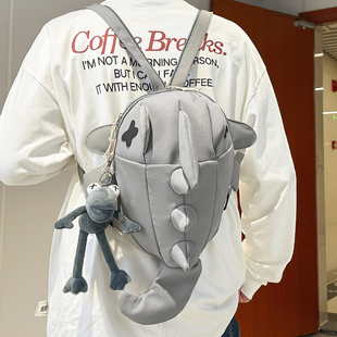 可爱卡通丑萌搞怪鲨鱼包女童轻便双肩包男生休闲小书包旅游背包