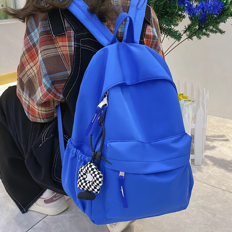 日系克莱因蓝高中大学生书包女韩版ins学院风初中双肩包运动背包