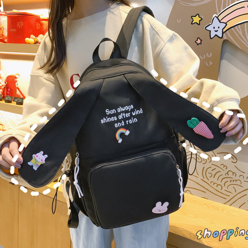 SMALL FRESH BIG EARS CUTE CASUAL SCHOOL BAG FEMALE KOREAN VERSION HARAJUKU LIGHTWEIGHT BACKPACK FOR ELEMENTARY SCHOOL STUDENTS BACKPACK FOR JUNIOR HIGH SCHOOL STUDENTS