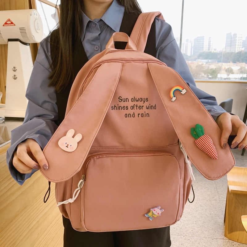 SMALL FRESH BIG EARS CUTE CASUAL SCHOOL BAG FEMALE KOREAN VERSION HARAJUKU LIGHTWEIGHT BACKPACK FOR ELEMENTARY SCHOOL STUDENTS BACKPACK FOR JUNIOR HIGH SCHOOL STUDENTS
