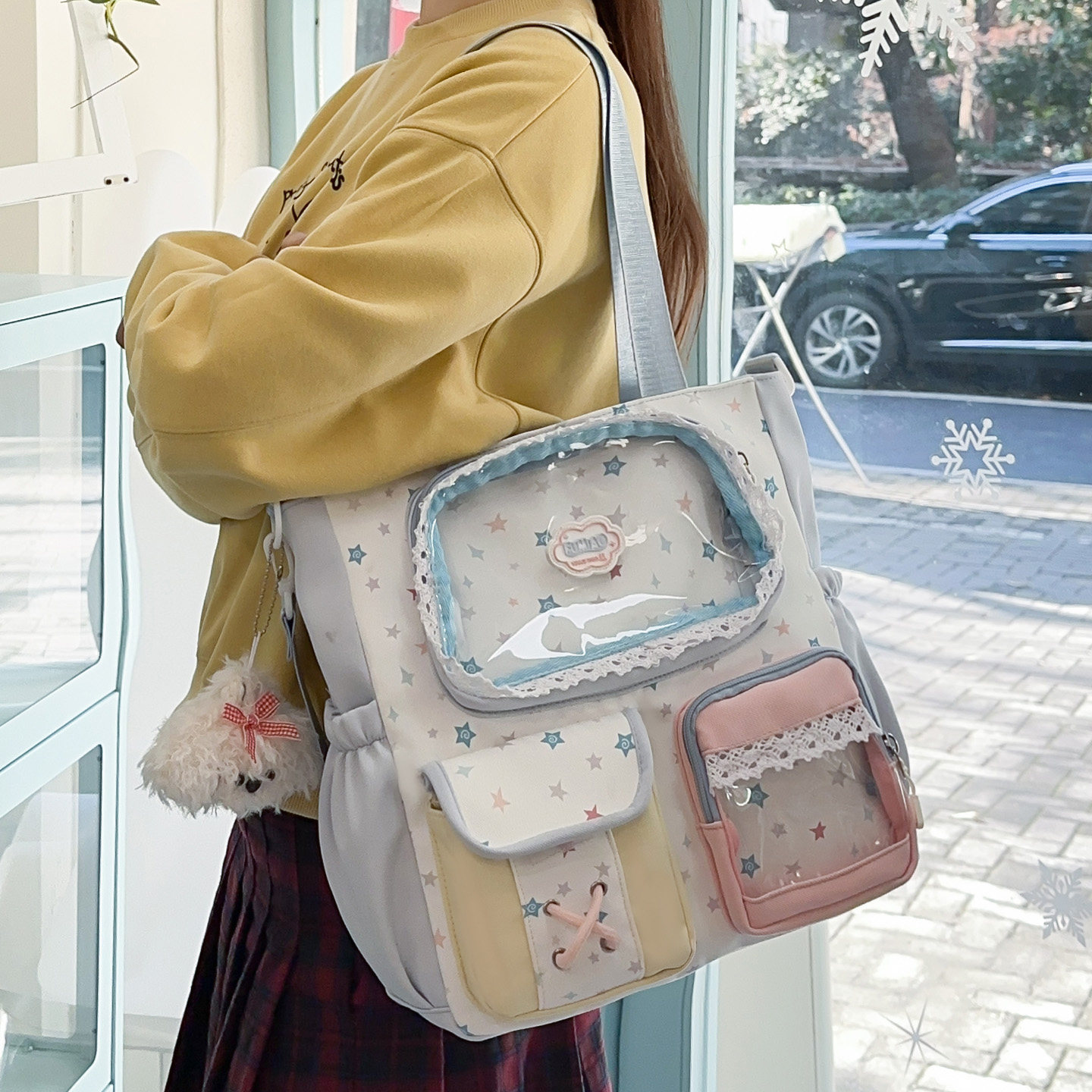 高颜值多巴胺二次元单肩包女孩初中生小学生可爱斜挎包痛包托特包