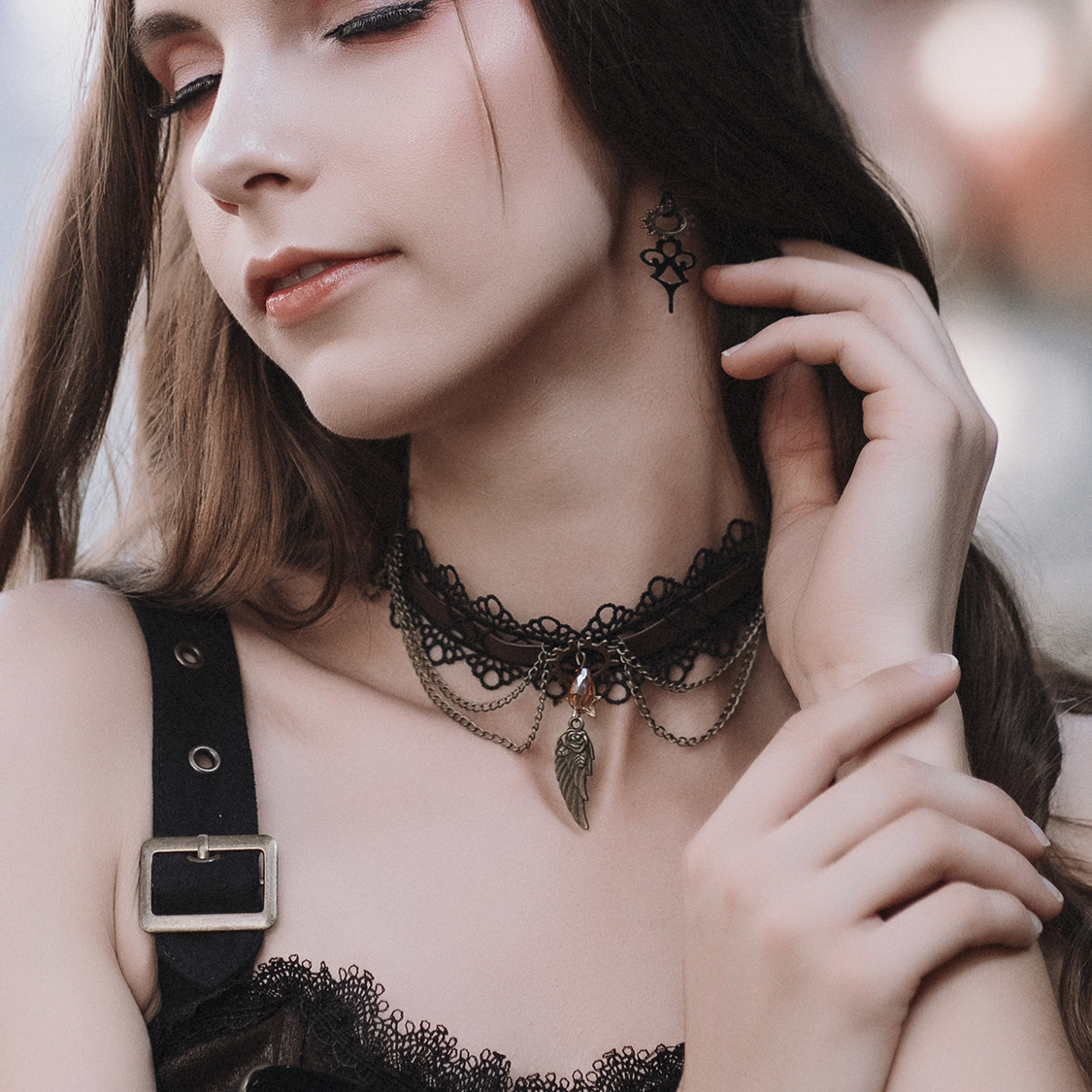 蒸汽大陆齿轮蕾丝项链脖圈choker