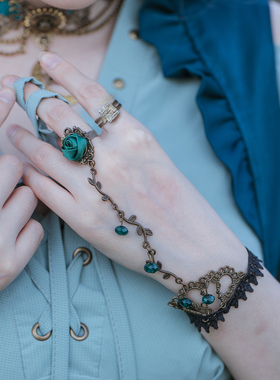 蒸汽大陆古铜色蕾丝复古指环手链