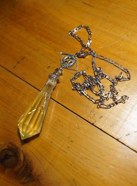 黄水晶天然矿物水晶灵摆项链饰品