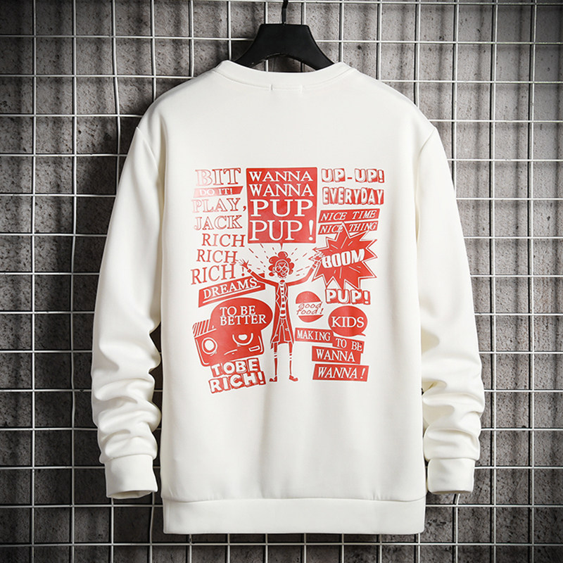 T4003-P25字母印花帅气百搭长袖t恤男大码胖子卫衣薄外套，男装卫衣，电商A040A