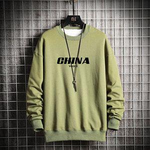 S6001-P35 china字母印花圆领套头卫衣男胖人大码棒球服外套图片