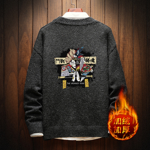 电商A040A-M19016加绒款-P65 秋冬加绒宽松毛衣男线衫图片