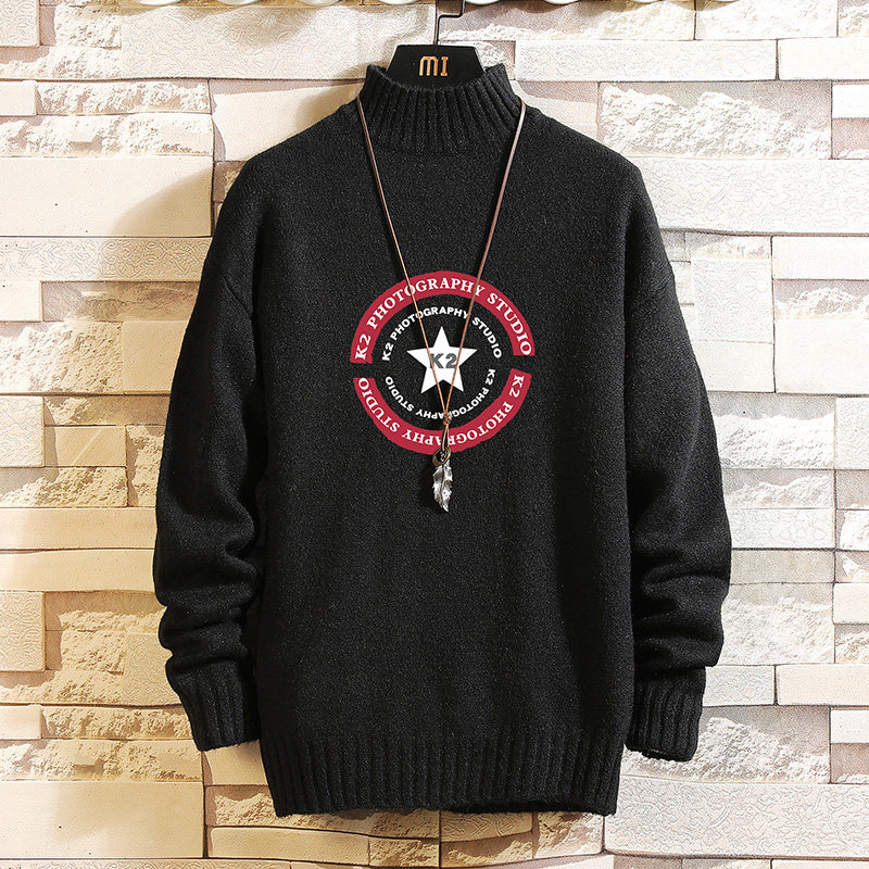 M18032-P45秋冬半高领毛衣男大码，男装针织衫/毛衣，电商A040A