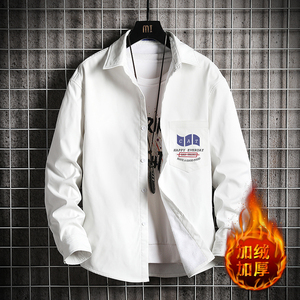CS15014加绒款P55加厚加绒衬衫男保暖衬衣长袖寸衫上衣服外套图片