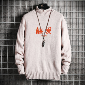 M18020-P45 秋冬半高领毛衣男大码图片