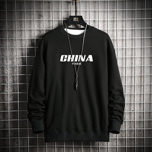 S6001-P35 china字母印花圆领套头卫衣男胖人大码棒球服外套图片
