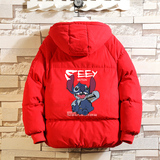 MY16038-P100史迪仔卡通加厚加绒面包服加肥加大码男青少年胖子，男装棉衣，电商A040A