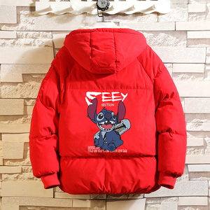 MY16038-P100史迪仔卡通加厚加绒面包服加肥加大码男青少年胖子图片