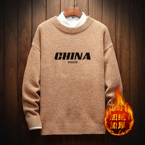 电商A040A-M19001加绒款-P65 秋冬加绒宽松毛衣男线衫图片