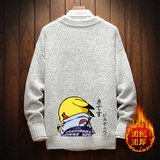 M19036加绒款-P65秋冬季加厚加绒毛衣男大码宽松休闲针织衫外套，男装针织衫/毛衣，电商A040A