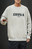 S6001-P35china字母印花圆领套头卫衣男胖人大码棒球服外套，男装卫衣，电商A040A