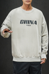 S6001-P35 china字母印花圆领套头卫衣男胖人大码棒球服外套图片