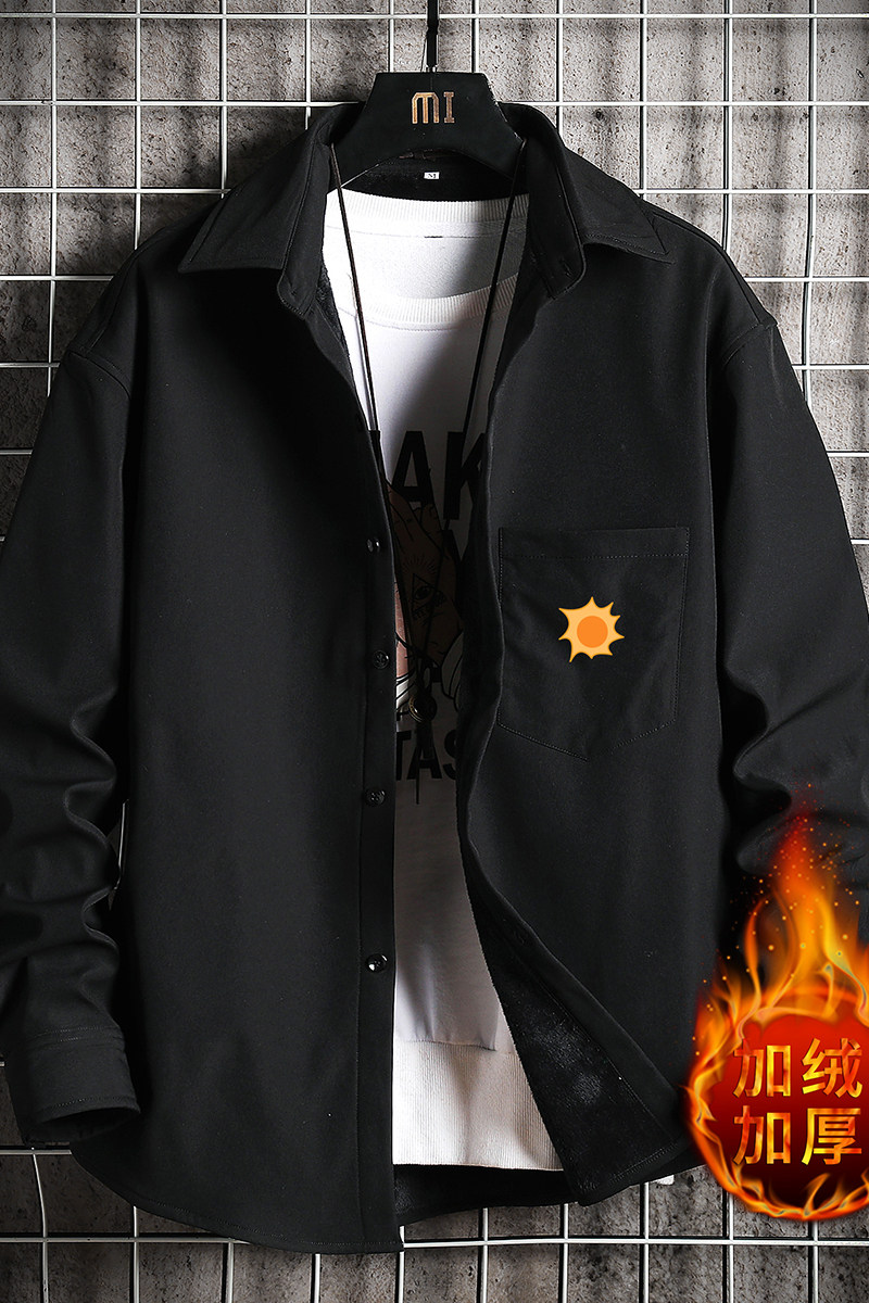 CS15018加绒款P55加厚加绒衬衫男保暖衬衣长袖寸衫上衣服外套,男装衬衫,电商A040A