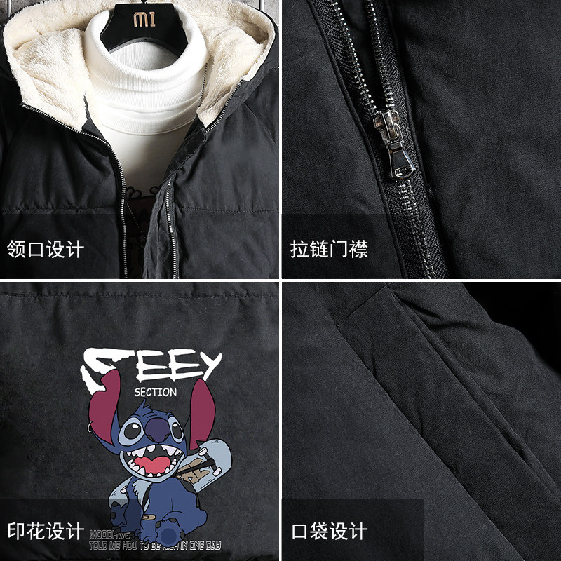 MY16038-P100史迪仔卡通加厚加绒面包服加肥加大码男青少年胖子,男装棉衣,电商A040A
