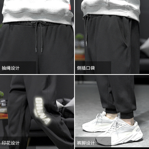 K12053-P40春季束脚直筒运动裤男大码宽松休闲卫裤哈伦裤图片