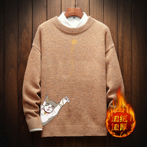 电商A040A-M19013加绒款-P65 秋冬加绒宽松毛衣男线衫图片