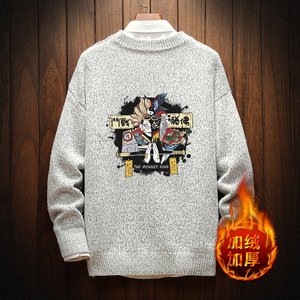 电商A040A-M19016加绒款-P65 秋冬加绒宽松毛衣男线衫图片