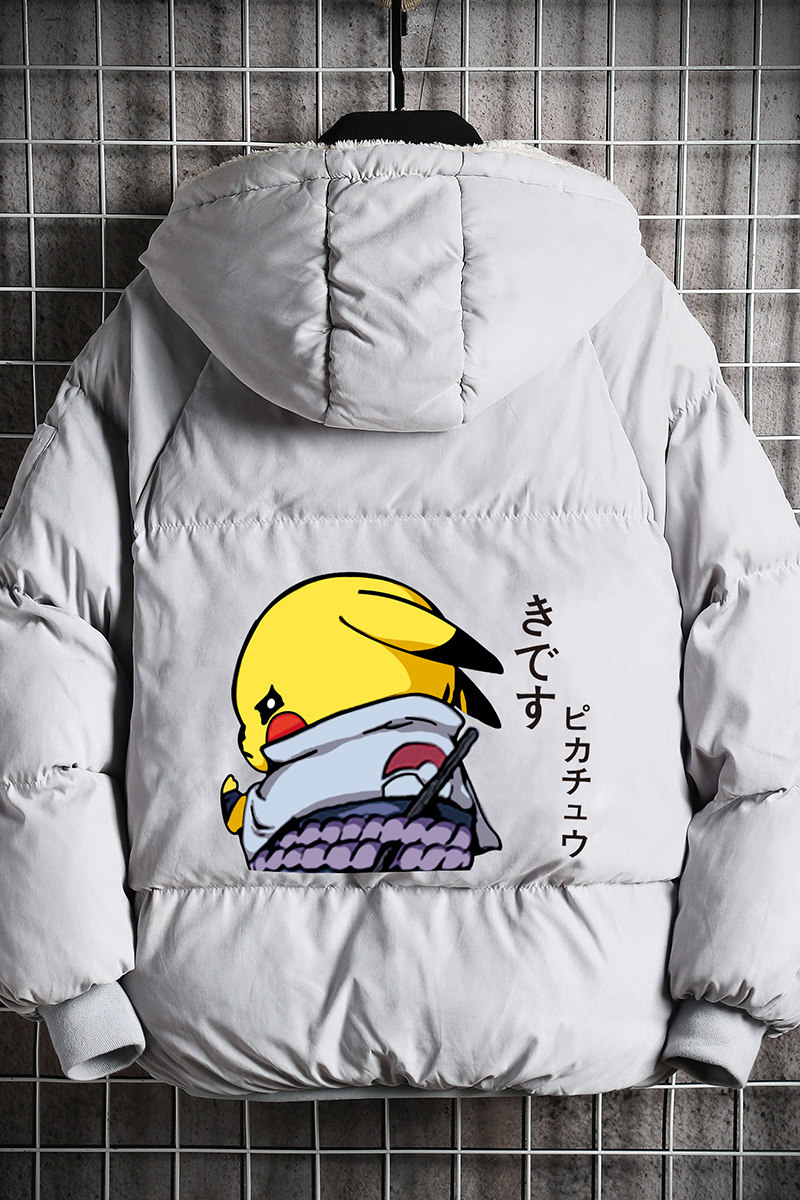MY16036-P100皮卡丘卡通加厚加绒面包服加肥加大码男胖子衣,男装棉衣,电商A040A