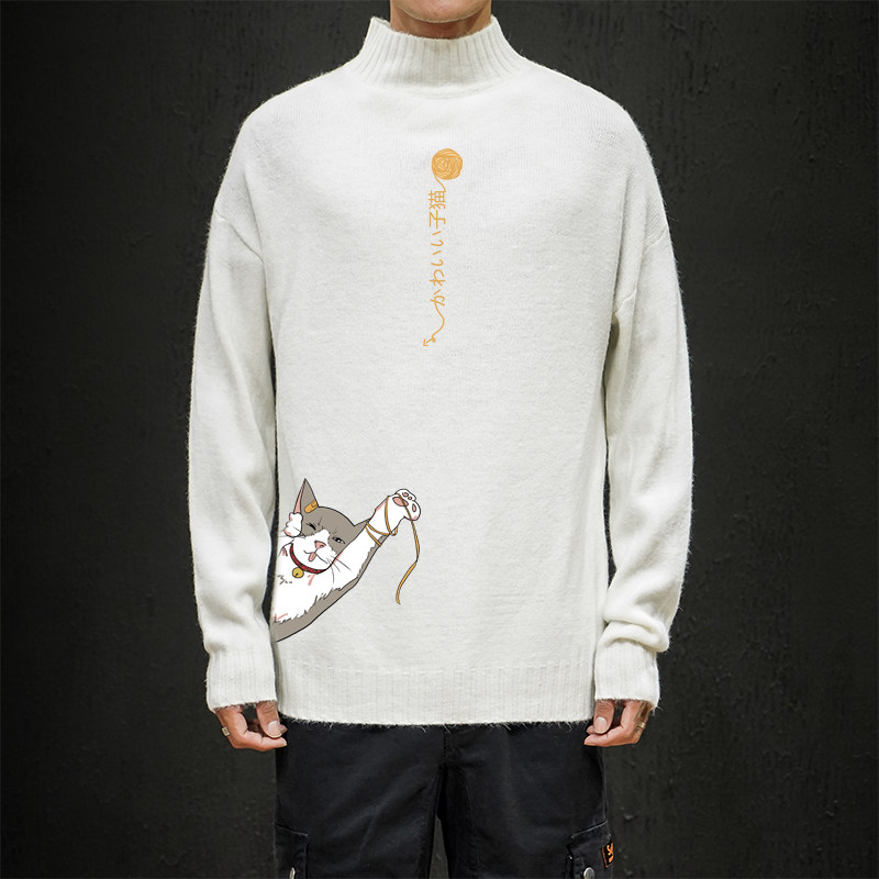 M18013-P45秋冬半高领毛衣男大码，男装针织衫/毛衣，电商A040A