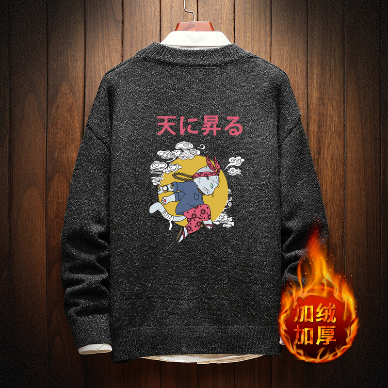 电商A040A-M19012加绒款-P65秋冬加绒宽松毛衣男线衫,男装针织衫/毛衣,电商A040A