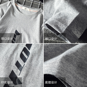 TX3006-P25 T恤男 字母印花简约长袖t恤加肥加大码男胖子上衣服图片