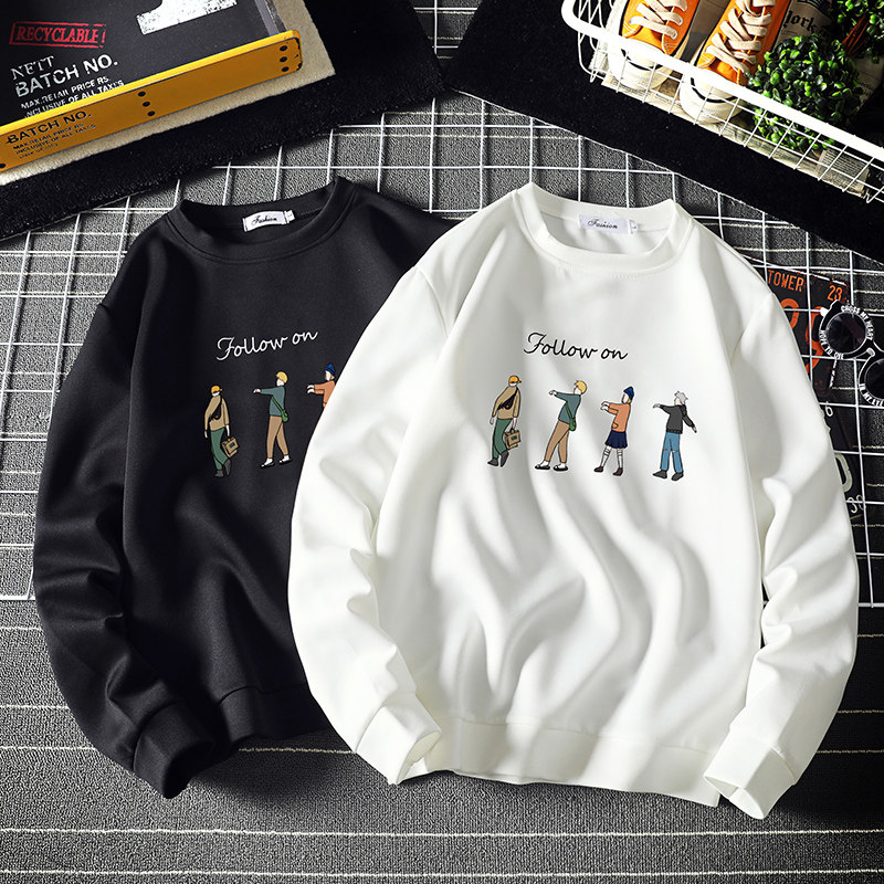 T4043-P25人物印花帅气百搭长袖t恤男大码胖子卫衣薄外套，男装卫衣，电商A040A