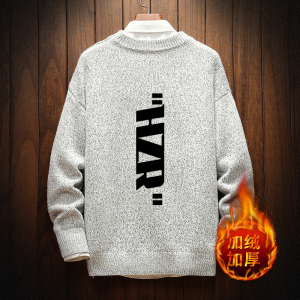 电商A040A-M19002加绒款-P65 秋冬加绒宽松毛衣男线衫图片