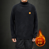 M18018加绒款-P65半高领加厚加绒毛衣男大码胖子针织衫保暖外套，男装针织衫/毛衣，电商A040A