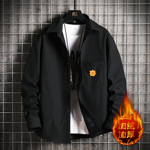 CS15018加绒款P55加厚加绒衬衫男保暖衬衣长袖寸衫上衣服外套图片