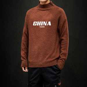 M18001-P45秋冬半高领毛衣男大码,时尚睡衣搭配图片