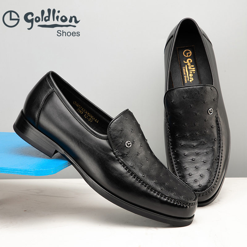 金利来商务乐福鞋鸵鸟皮一脚蹬