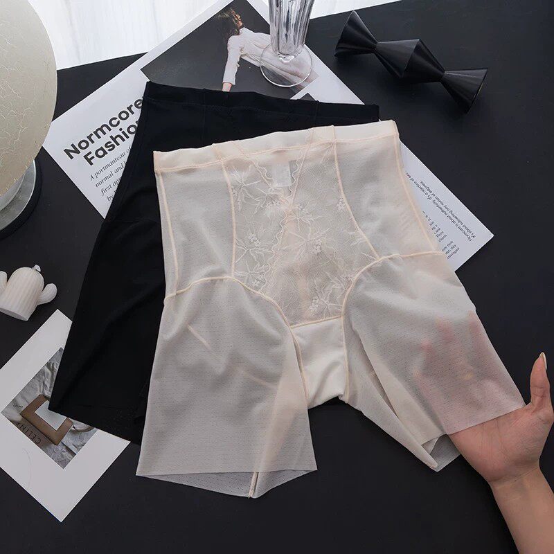冰丝女士平角裤高腰收腹聚乳酸透气内裆无痕三分裤少女生打底短裤