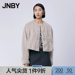 仿皮草外套短款 宽松圆领通勤仿羊羔毛5O1A12920 江南布衣春季 JNBY