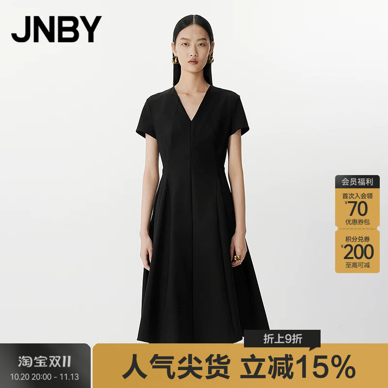 【春夏上新】JNBY/江南布衣春夏连衣裙V领气质修身裙子5P4G13030