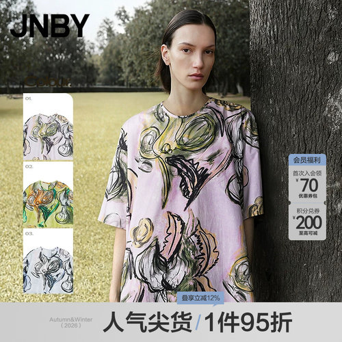 【春夏上新】JNBY/江南布衣25夏连衣裙中袖圆领A型5P4G15430