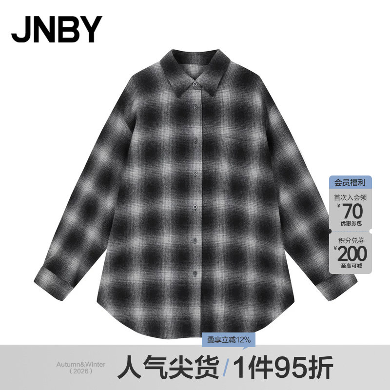 JNBY/江南布衣春秋宽松衬衫领毛呢外套通勤休闲5O981009K图片