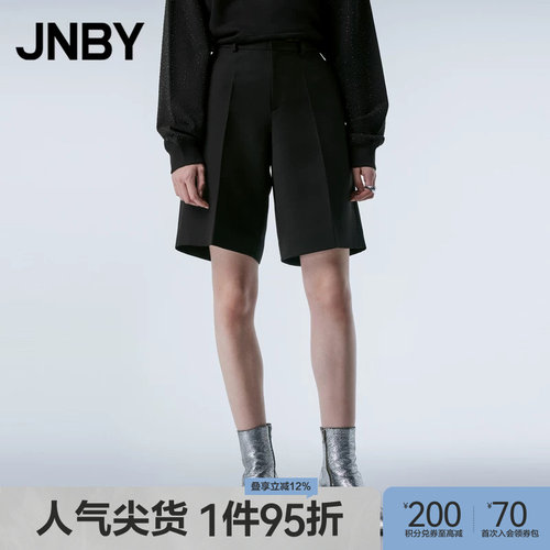 JNBY/江南布衣春季女装短西裤直筒通勤休闲挺括羊毛短裤女时尚