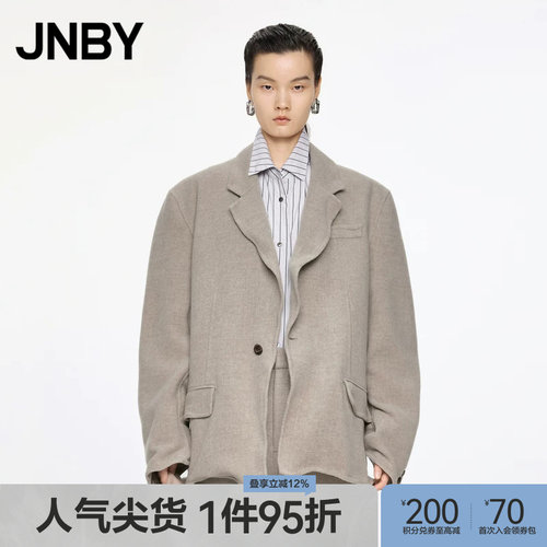 JNBY/江南布衣秋冬呢大衣宽松西装领绵羊毛设计感5O0811210